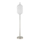 Aimy 58 Inch Floor Lamp, LED Glass Shade, Metal, Chrome and White Finish By Casagear Home