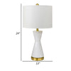 Elma 24 Inch Table Lamp Set of 2, Hourglass Stand, Gold Trim, Glass, White By Casagear Home