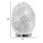 20 Inch Table Lamp, Geode-Inspired Oval Shade, Metal, Chrome Finish By Casagear Home