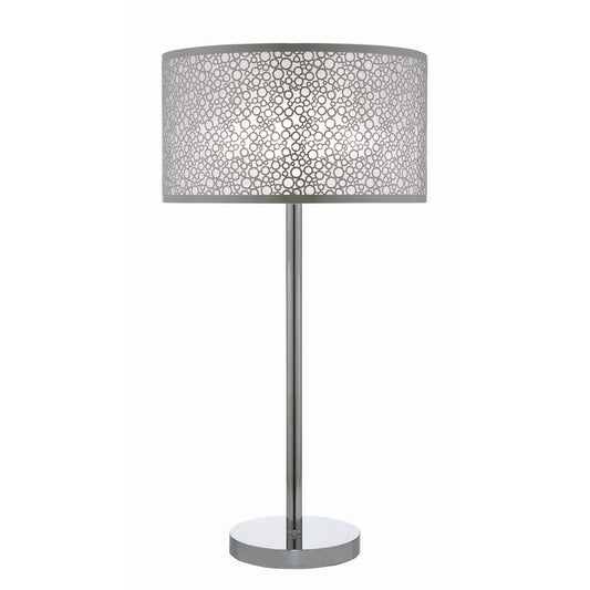 27 Inch Table Lamp with Metal and Fabric Shade, 
Sleek Chrome Finish By Casagear Home