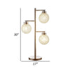 Fern 30 Inch Table Lamp with 3 Crystal Orb Shades, Metal, Sand Chrome By Casagear Home
