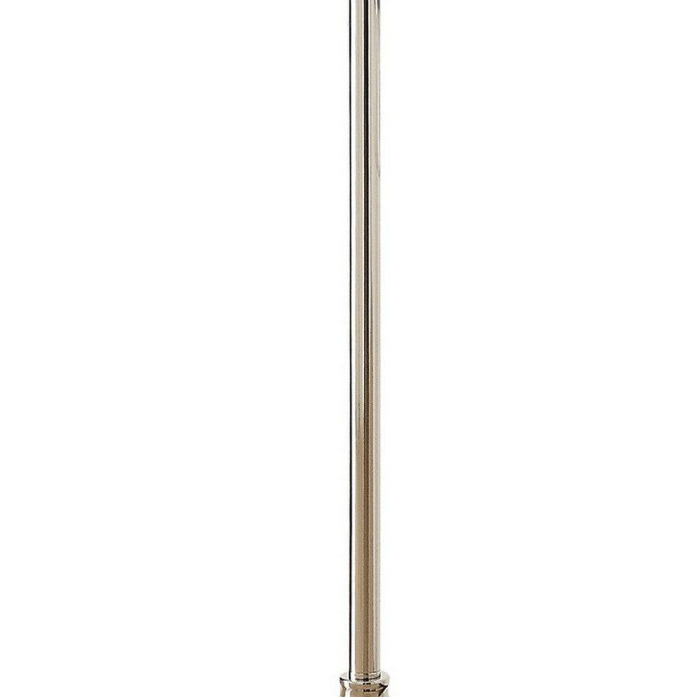 62 Inch Floor Lamp, Classic Style Dome Glass Shade, Silver Metal Base By Casagear Home