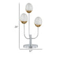 25 Inch Table Lamp, 3 Globe Crystal Shades, Modern Nickel Metal Base By Casagear Home