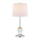 27 Inch Table Lamp, Tapered Drum Fabric Shade, Modern Metal Base, Silver By Casagear Home