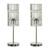 13 Inch Table Lamp Set of 2, Drum Acrylic Shade, Modern Chrome Base By Casagear Home