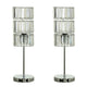 13 Inch Table Lamp Set of 2, Drum Acrylic Shade, Modern Chrome Base By Casagear Home