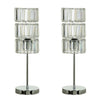 13 Inch Table Lamp Set of 2, Drum Acrylic Shade, Modern Chrome Base By Casagear Home