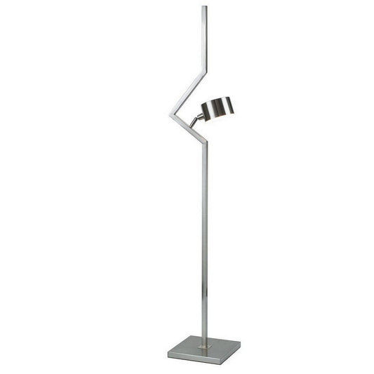 60 Inch Floor Lamp, Metal Drum Shade, Modern Style, Square Base, Nickel By Casagear Home