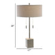 28 Inch Table Lamp Classic Drum Fabric Shade Accent Gray Block Base By Casagear Home BM309011