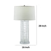 Jin 28 Inch Table Lamp, Gray Drum Fabric Shade, Modern Round Base, Silver By Casagear Home