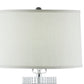 Jin 57 Inch Floor Lamp, Gray Drum Fabric Shade, Modern Round Silver Base By Casagear Home
