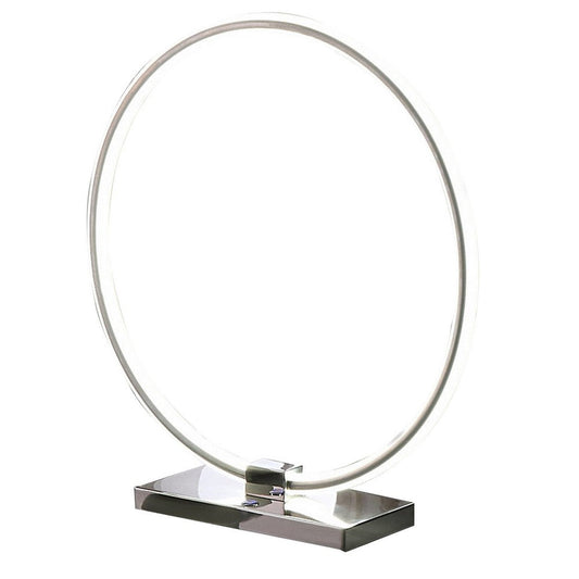 Sine 21 Inch Table Lamp, Modern Circle Ring LED, Sleek Silver Metal Base By Casagear Home