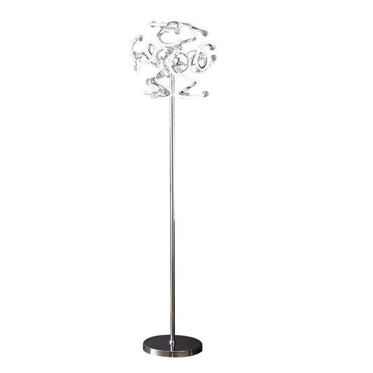 Rue 63 Inch Floor Lamp, Ring LEDs, Metal Round Base, Modern Chrome Finish By Casagear Home