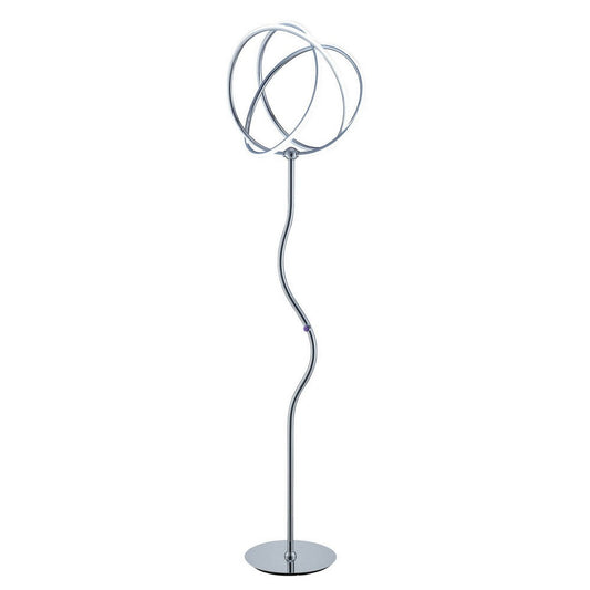 Salt 64 Inch Floor Lamp, Accent Twisted Design, LED Light, Chrome Metal By Casagear Home