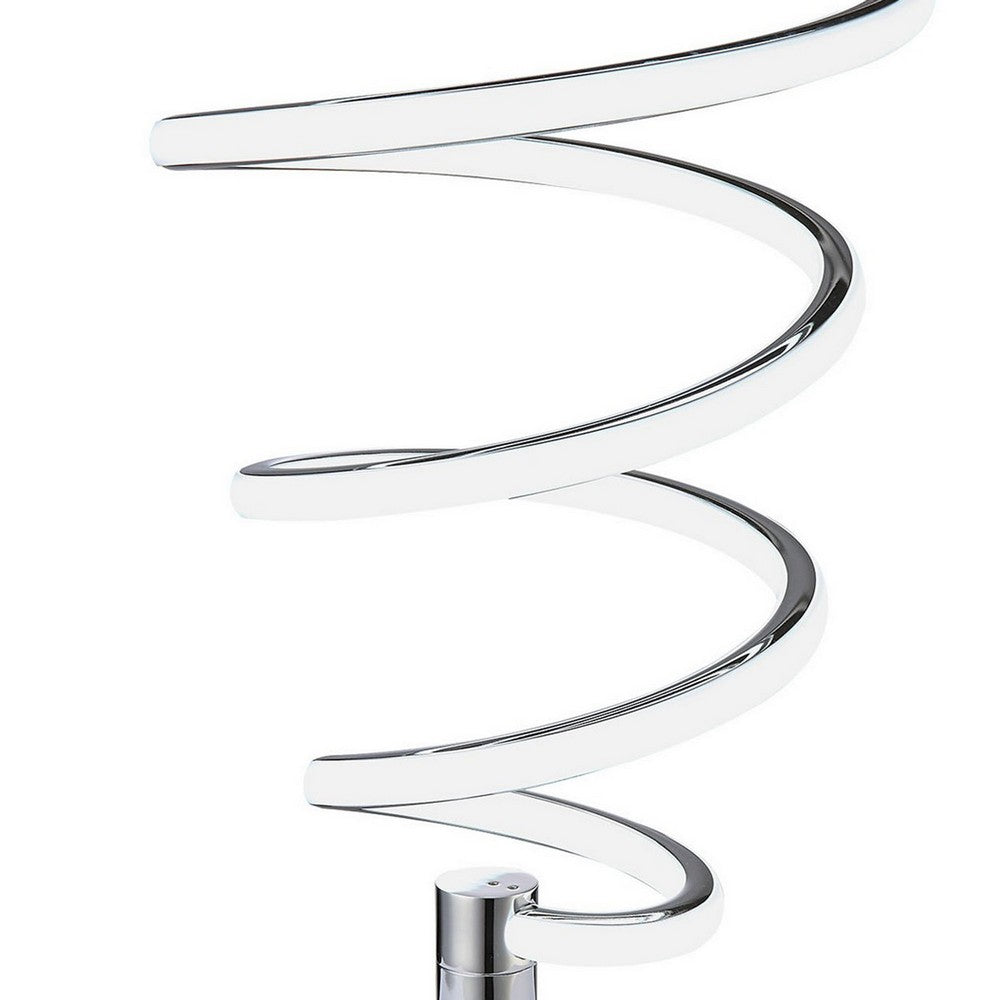 Sun 20 Inch Table Lamp, Accent Twisted Modern Design, LED Light Chrome Base By Casagear Home
