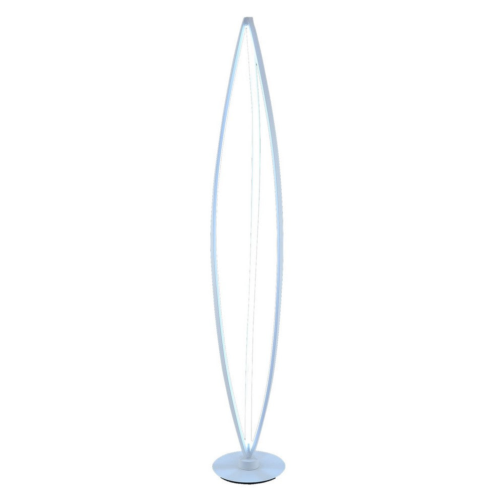 60 Inch Floor Lamp, Modern Accent Round Base, Sturdy Metal Body, White By Casagear Home