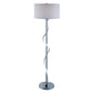 Jame 59 Inch Floor Lamp, Drum Shade, Accent Round Metal Base, Chrome By Casagear Home