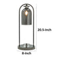 21 Inch Table Lamp, Cylinder Glass Shade, Round Base, Rustic Nickel Gray By Casagear Home