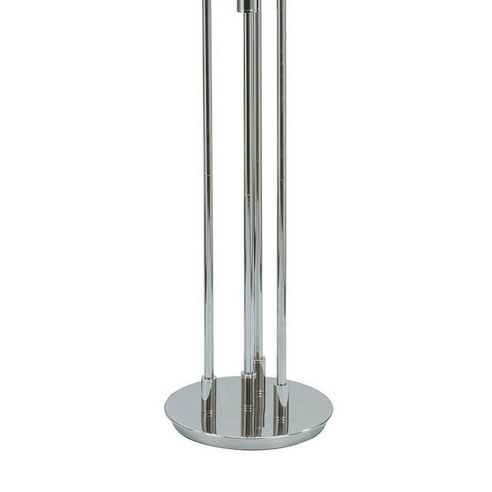 59 Inch Floor Lamp, Modern Accent Globe Glass Shade, Round Base, Nickel By Casagear Home