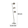 60 Inch Floor Lamp, 3 Dome Glass Shades, Accent Square Metal Base, Nickel By Casagear Home