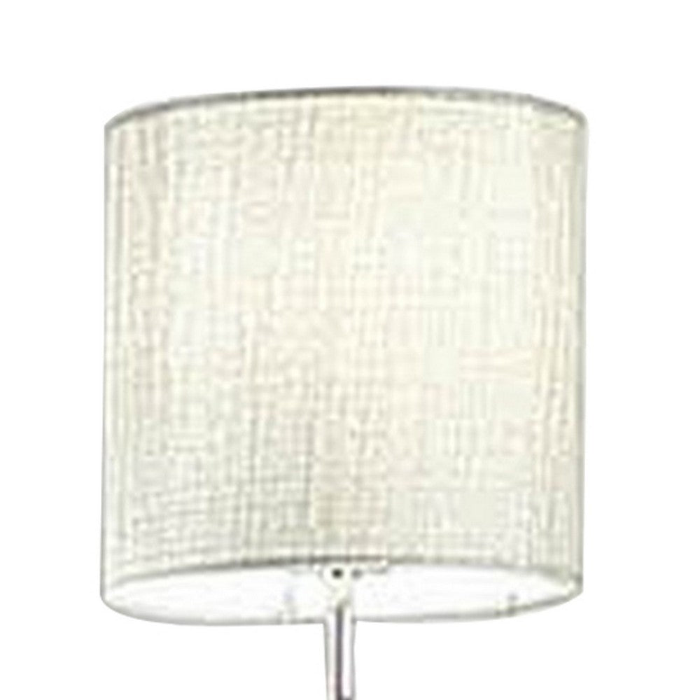 Indi 30 Inch Table Lamp, 3 Drum Fabric Shade, Round Metal Base, Silver By Casagear Home