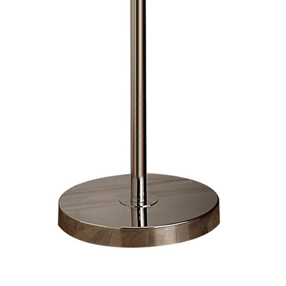 67 Inch Floor Lamp, Modern Globe Glass Shade, Round Metal Base, Nickel By Casagear Home