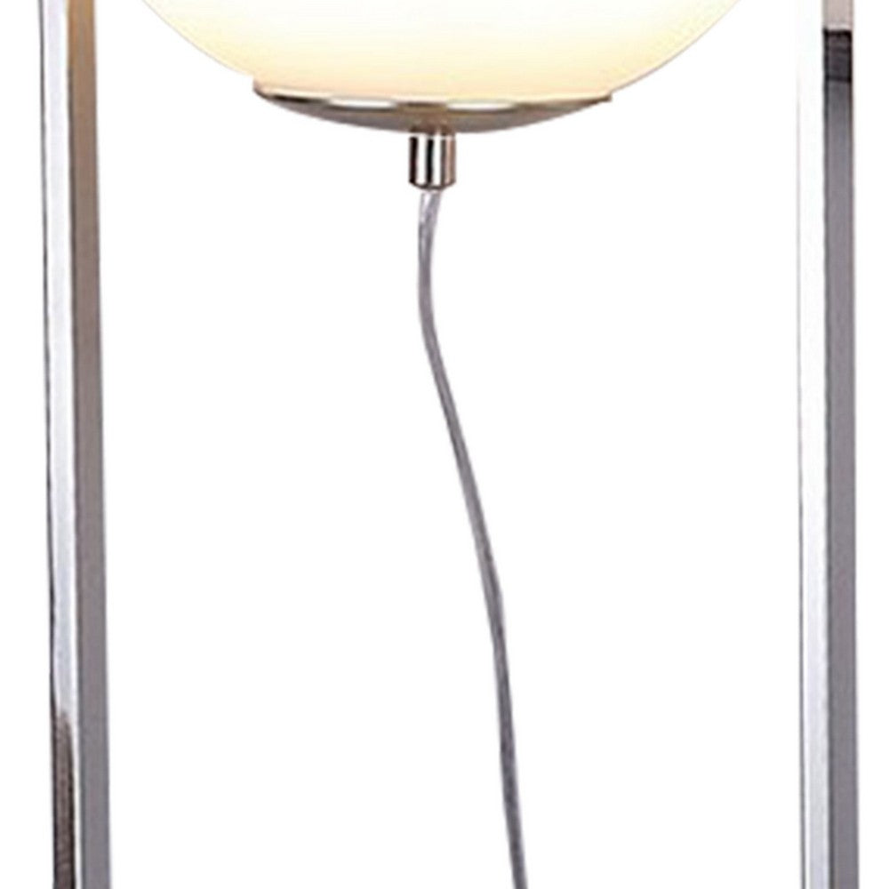 Jim 22 Inch Table Lamp, LED Light, Metal Body, Modern Globe Shade, Silver By Casagear Home