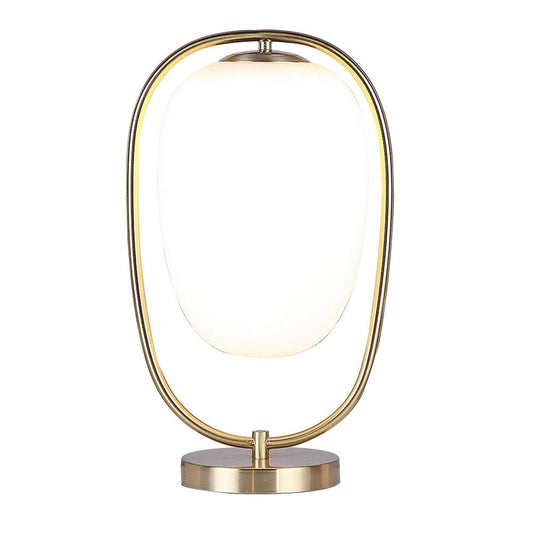 Raze 17 Inch Table Lamp, LED Light, Modern Globe Shade, Metal Body, Brass By Casagear Home