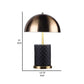 Aria 21 Inch Table Lamp, Dome Shade, Round Base, Black Faux Leather, Brass By Casagear Home