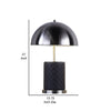 Aria 21 Inch Table Lamp, Round, Dome Shade, Dark Silver, Black Faux Leather By Casagear Home