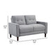 Bow 54 Inch Loveseat Grid Tufted Back Track Arms Self Welt Trim Gray By Casagear Home BM309143