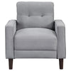 Bow 32 Inch Accent Chair, Grid Tufted, Track Arms, Self Welt Trim, Gray By Casagear Home