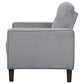 Bow 32 Inch Accent Chair, Grid Tufted, Track Arms, Self Welt Trim, Gray By Casagear Home