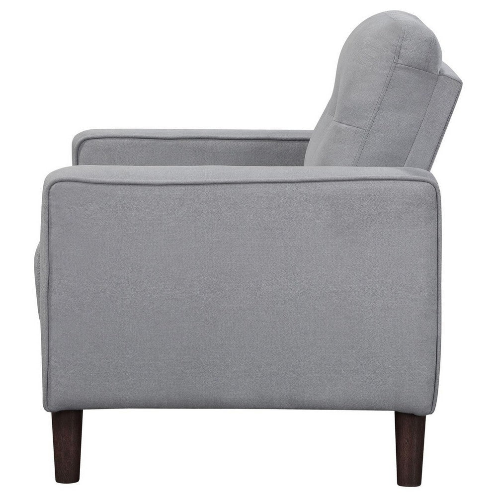 Bow 32 Inch Accent Chair Grid Tufted Track Arms Self Welt Trim Gray By Casagear Home BM309144