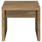 Nette 24 Inch End Table with Rough Hewn Saw Marks, Wood, Natural Brown By Casagear Home
