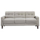 Bow 77 Inch Sofa Grid Tufted Back Track Arms Self Welt Trim Beige By Casagear Home BM309148