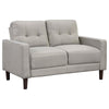 Bow 54 Inch Loveseat, Grid Tufted Back, Track Arms, Self Welt Trim, Beige By Casagear Home