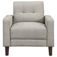 Bow 32 Inch Accent Chair Grid Tufted Track Arms Self Welt Trim Beige By Casagear Home BM309150