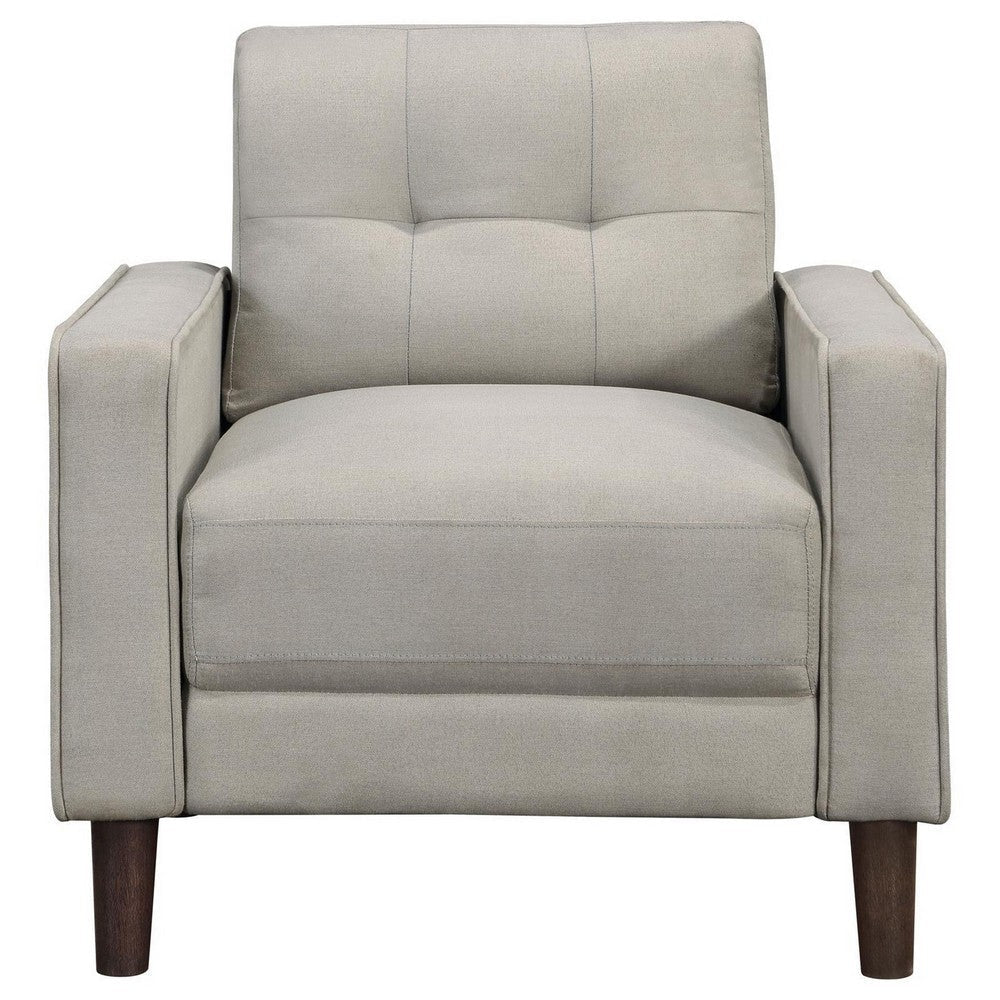 Bow 32 Inch Accent Chair, Grid Tufted, Track Arms, Self Welt Trim, Beige By Casagear Home