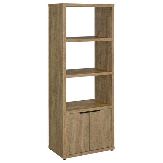 Tag 71 Inch Media Tower with 3 Shelves, 2 Doors, MDF Wood, Mango Brown By Casagear Home