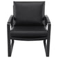 Rosy 28 Inch Accent Armchair, Vegan Faux Leather, Black and Charcoal Finish By Casagear Home