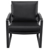 Rosy 28 Inch Accent Armchair, Vegan Faux Leather, Black and Charcoal Finish By Casagear Home