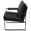 Rosy 28 Inch Accent Armchair, Vegan Faux Leather, Black and Charcoal Finish By Casagear Home