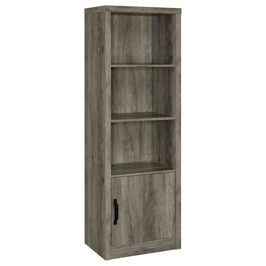 Sac 71 Inch Media Pier Tower with 3 Shelves and Single Cabinet, Gray Wood By Casagear Home