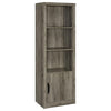 Sac 71 Inch Media Pier Tower with 3 Shelves and Single Cabinet, Gray Wood By Casagear Home