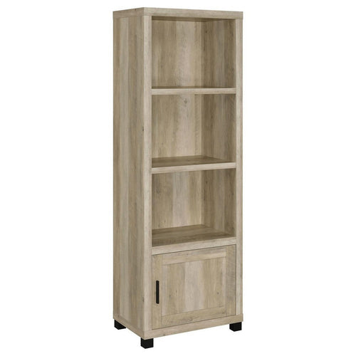 Sac 71 Inch Media Pier Tower with 3 Shelves and Cabinet, Antique Pine Wood By Casagear Home