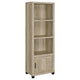 Sac 71 Inch Media Pier Tower with 3 Shelves and Cabinet, Antique Pine Wood By Casagear Home