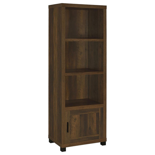 Sac 71 Inch Media Pier Tower with 3 Shelves and Cabinet, Dark Pine Wood By Casagear Home