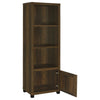 Sac 71 Inch Media Pier Tower with 3 Shelves and Cabinet, Dark Pine Wood By Casagear Home