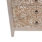 28 Inch Ornate Medallion Accent Cabinet with 3 Drawers, Mango Wood, White By Casagear Home